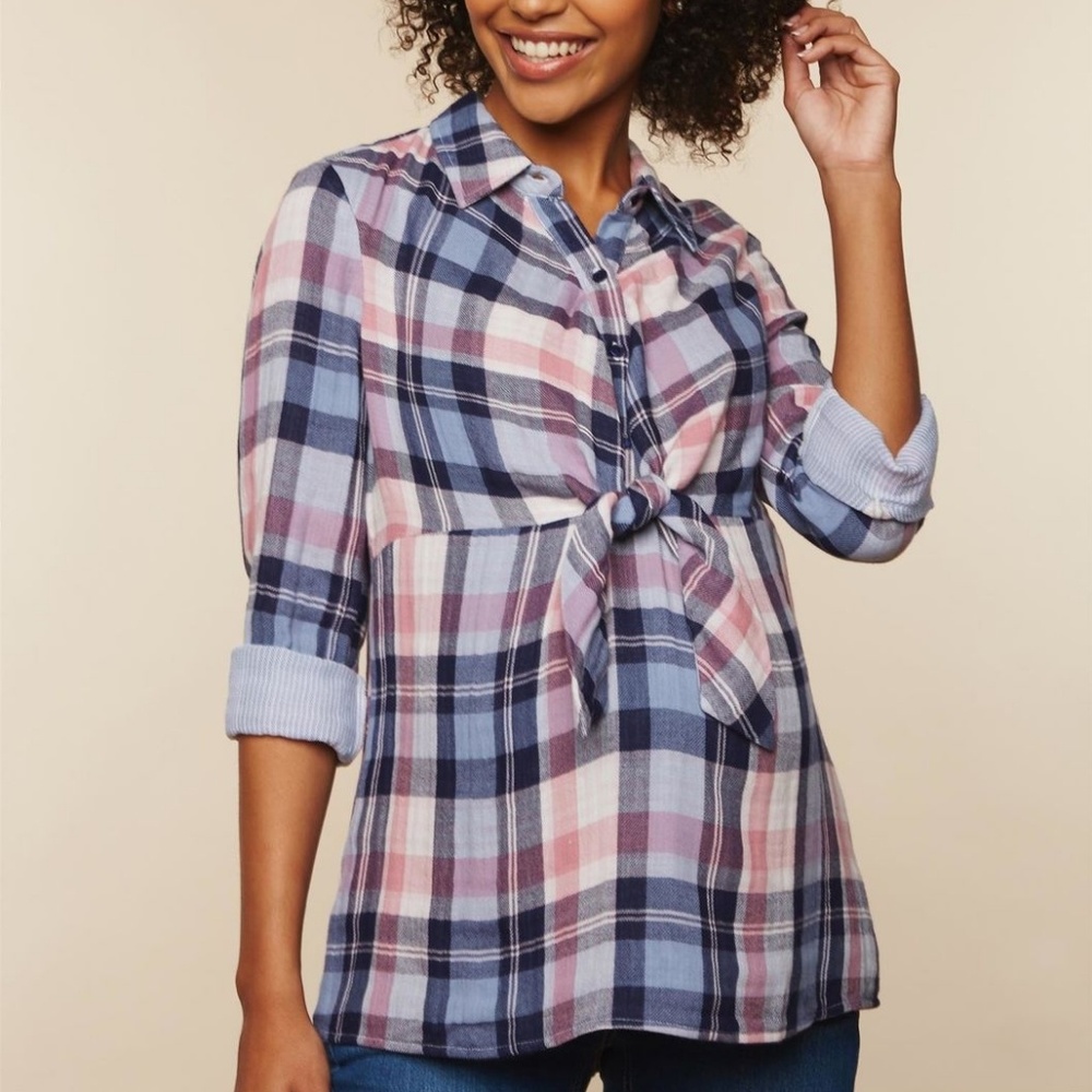 Motherhood Maternity Plaid Tunic